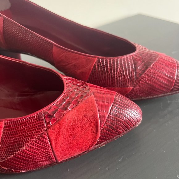 Vintage Andrea Pfister Couture Red Leather Heels Size 7.5 - Picture 3 of 5